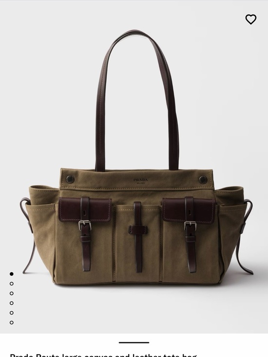 Prada Handbags - Prada Olive Canvas Tote with Dark Brown Leather Trim